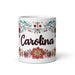 Carolina Exclusive Name Art Piece Home Office Work Coffee Mug Mexican Spanish PrideGift Cup One-Of-A-Kind Calligraphy White Glossy Mug | C2 Mexicada