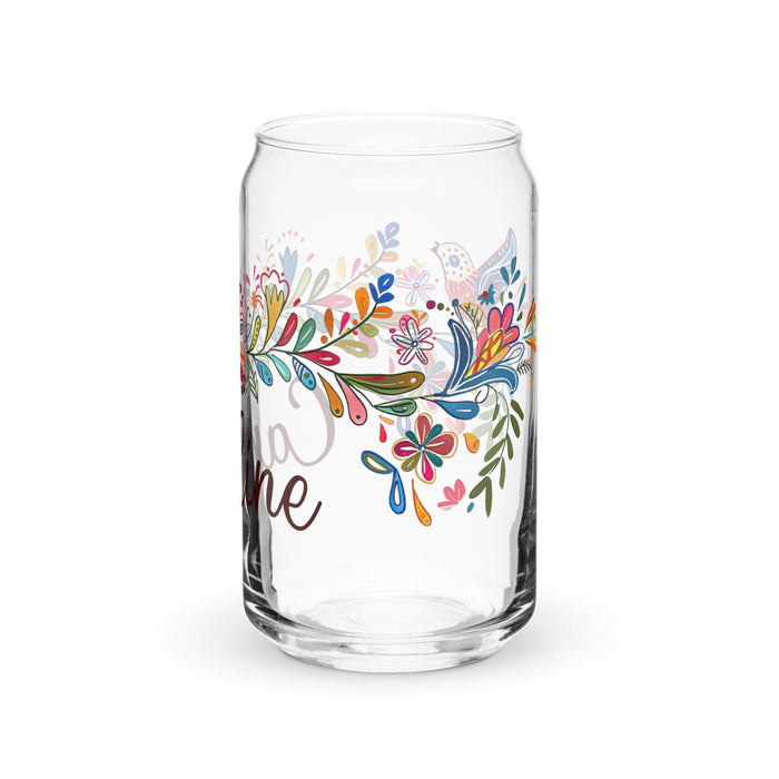 Caroline Exclusive Name Art Piece Can-Shaped Glass Home Office Work Mexican Spanish Pride Gift Cup One-Of-A-Kind Calligraphy Glass | C12 Mexicada