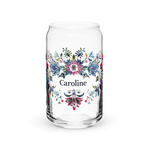 Caroline Exclusive Name Art Piece Can-Shaped Glass Home Office Work Mexican Spanish Pride Gift Cup One-Of-A-Kind Calligraphy Glass | C17 Mexicada 16 oz