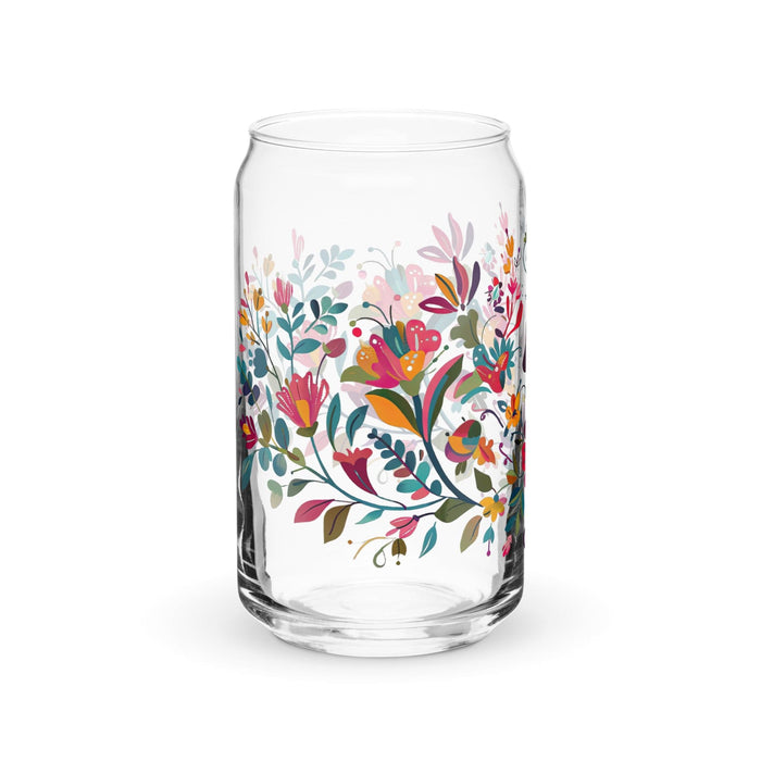 Caroline Exclusive Name Art Piece Can-Shaped Glass Home Office Work Mexican Spanish Pride Gift Cup One-Of-A-Kind Calligraphy Glass | C18 Mexicada