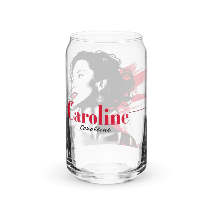 Caroline Exclusive Name Art Piece Can-Shaped Glass Home Office Work Mexican Spanish Pride Gift Cup One-Of-A-Kind Calligraphy Glass | C19 Mexicada