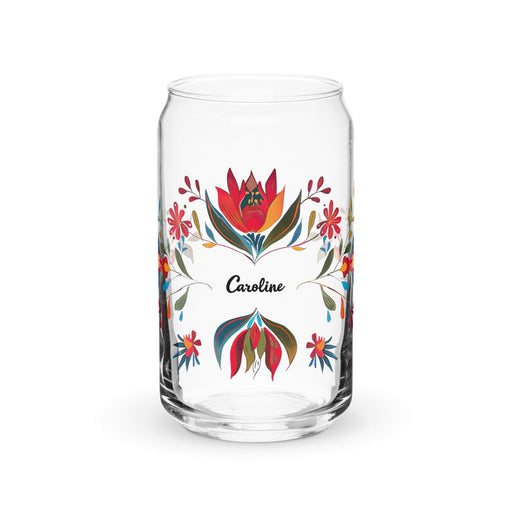 Caroline Exclusive Name Art Piece Can-Shaped Glass Home Office Work Mexican Spanish Pride Gift Cup One-Of-A-Kind Calligraphy Glass | C21 Mexicada 16 oz