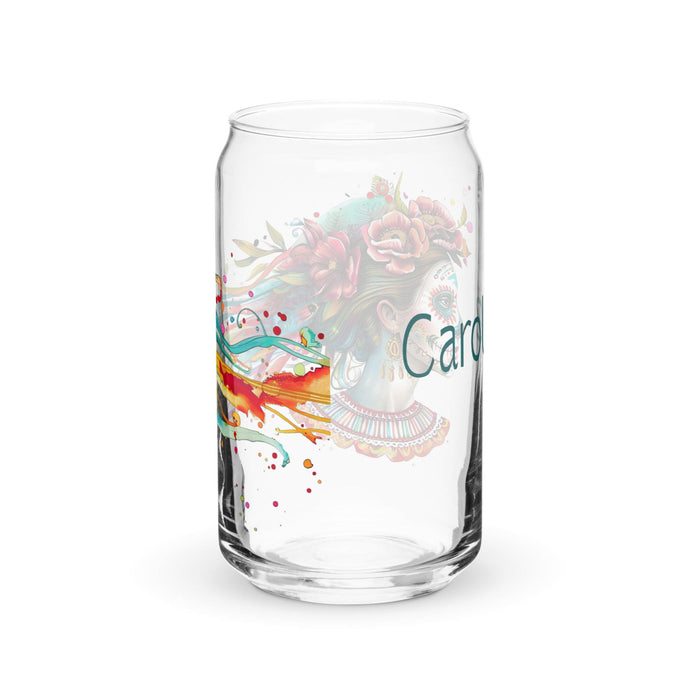 Caroline Exclusive Name Art Piece Can-Shaped Glass Home Office Work Mexican Spanish Pride Gift Cup One-Of-A-Kind Calligraphy Glass | C4 Mexicada