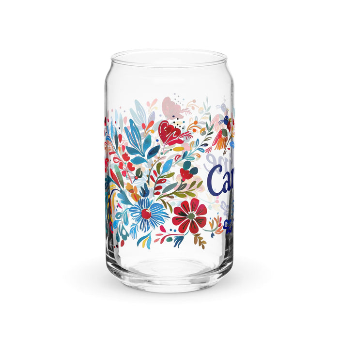 Caroline Exclusive Name Art Piece Can-Shaped Glass Home Office Work Mexican Spanish Pride Gift Cup One-Of-A-Kind Calligraphy Glass | C9 Mexicada