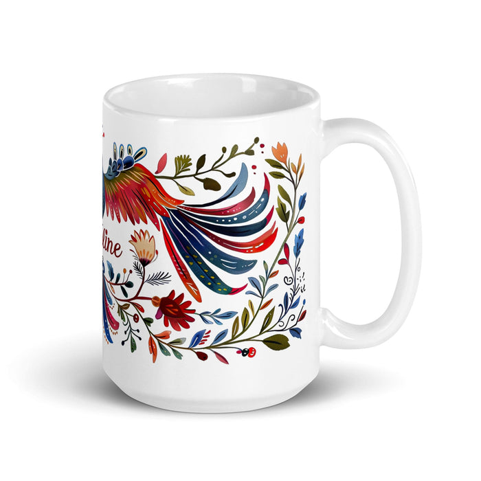 Caroline Exclusive Name Art Piece Home Office Work Coffee Mug Mexican Spanish Pride Gift Cup One-Of-A-Kind Calligraphy White Glossy | CMug20 Mexicada 15 oz