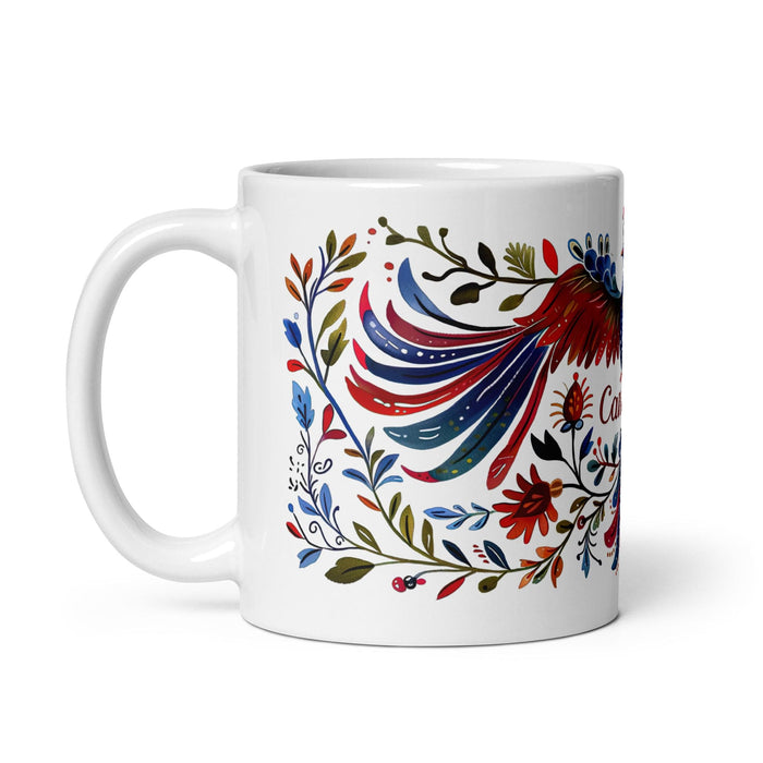 Caroline Exclusive Name Art Piece Home Office Work Coffee Mug Mexican Spanish Pride Gift Cup One-Of-A-Kind Calligraphy White Glossy | CMug20 Mexicada