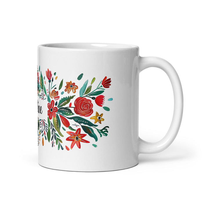 Caroline Exclusive Name Art Piece Home Office Work Coffee Mug Mexican Spanish Pride Gift Cup One-Of-A-Kind Calligraphy White Glossy Mug | C1 Mexicada 11 oz