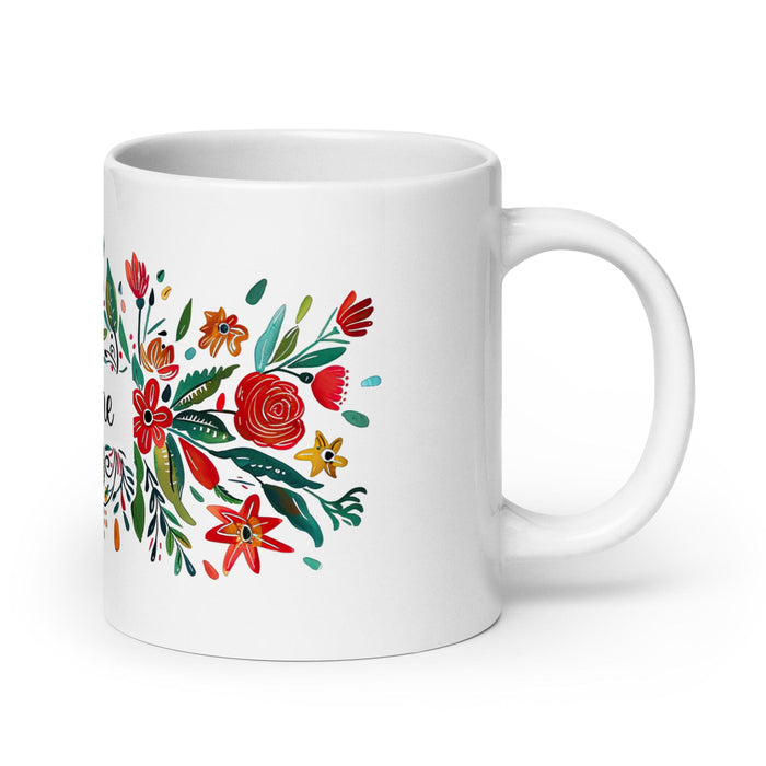 Caroline Exclusive Name Art Piece Home Office Work Coffee Mug Mexican Spanish Pride Gift Cup One-Of-A-Kind Calligraphy White Glossy Mug | C1 Mexicada 20 oz