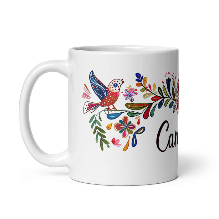 Caroline Exclusive Name Art Piece Home Office Work Coffee Mug Mexican Spanish Pride Gift Cup One-Of-A-Kind Calligraphy White Glossy Mug | C12 Mexicada