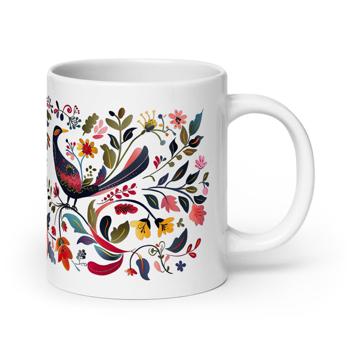 Caroline Exclusive Name Art Piece Home Office Work Coffee Mug Mexican Spanish Pride Gift Cup One-Of-A-Kind Calligraphy White Glossy Mug | C15 Mexicada 20 oz