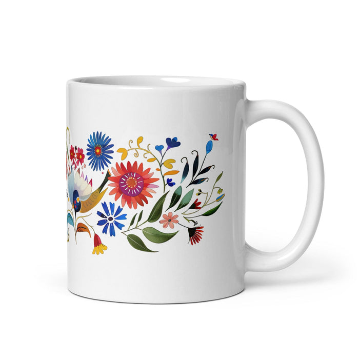 Caroline Exclusive Name Art Piece Home Office Work Coffee Mug Mexican Spanish Pride Gift Cup One-Of-A-Kind Calligraphy White Glossy Mug | C16 Mexicada 11 oz