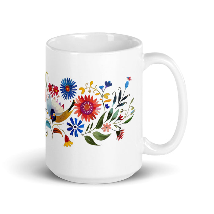 Caroline Exclusive Name Art Piece Home Office Work Coffee Mug Mexican Spanish Pride Gift Cup One-Of-A-Kind Calligraphy White Glossy Mug | C16 Mexicada 15 oz