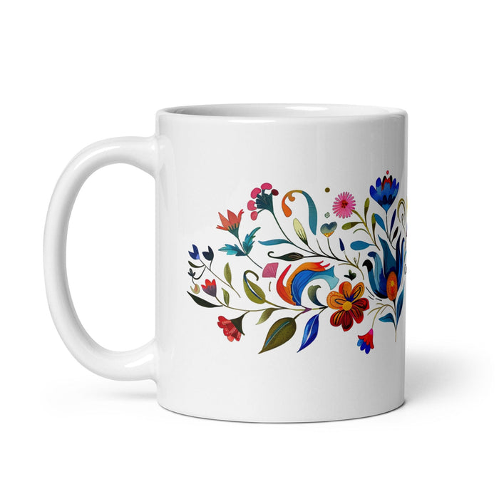 Caroline Exclusive Name Art Piece Home Office Work Coffee Mug Mexican Spanish Pride Gift Cup One-Of-A-Kind Calligraphy White Glossy Mug | C16 Mexicada