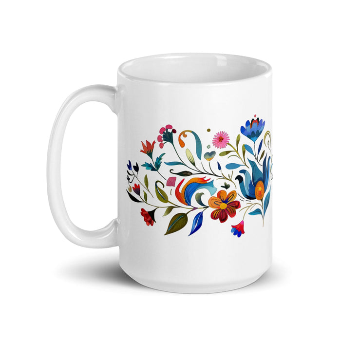 Caroline Exclusive Name Art Piece Home Office Work Coffee Mug Mexican Spanish Pride Gift Cup One-Of-A-Kind Calligraphy White Glossy Mug | C16 Mexicada