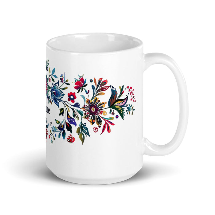 Caroline Exclusive Name Art Piece Home Office Work Coffee Mug Mexican Spanish Pride Gift Cup One-Of-A-Kind Calligraphy White Glossy Mug | C17 Mexicada 15 oz