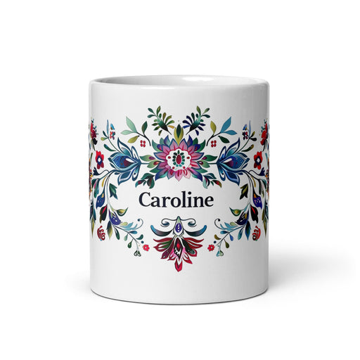 Caroline Exclusive Name Art Piece Home Office Work Coffee Mug Mexican Spanish Pride Gift Cup One-Of-A-Kind Calligraphy White Glossy Mug | C17 Mexicada