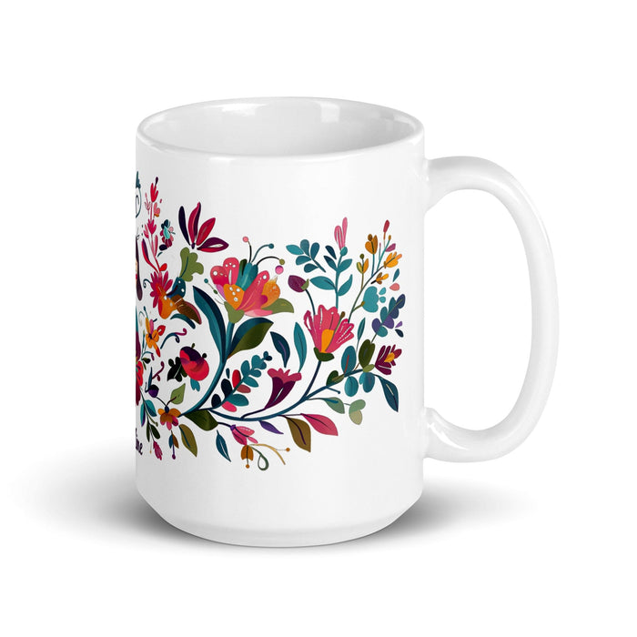 Caroline Exclusive Name Art Piece Home Office Work Coffee Mug Mexican Spanish Pride Gift Cup One-Of-A-Kind Calligraphy White Glossy Mug | C18 Mexicada 15 oz