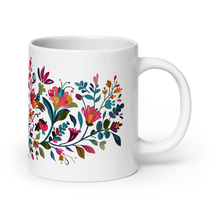 Caroline Exclusive Name Art Piece Home Office Work Coffee Mug Mexican Spanish Pride Gift Cup One-Of-A-Kind Calligraphy White Glossy Mug | C18 Mexicada 20 oz