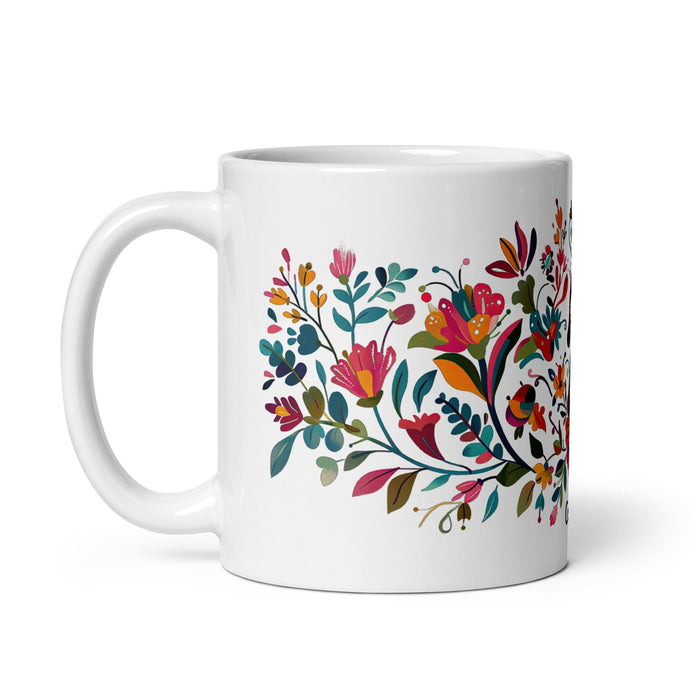 Caroline Exclusive Name Art Piece Home Office Work Coffee Mug Mexican Spanish Pride Gift Cup One-Of-A-Kind Calligraphy White Glossy Mug | C18 Mexicada