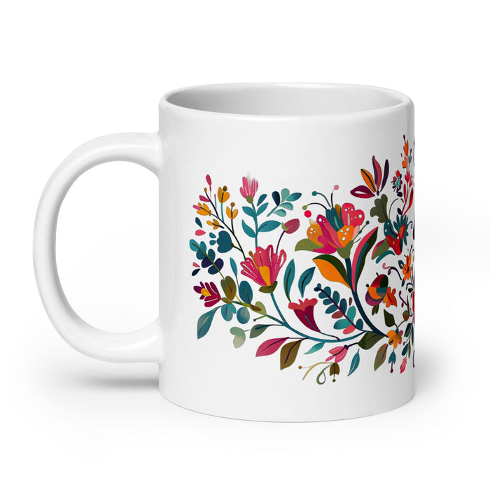 Caroline Exclusive Name Art Piece Home Office Work Coffee Mug Mexican Spanish Pride Gift Cup One-Of-A-Kind Calligraphy White Glossy Mug | C18 Mexicada