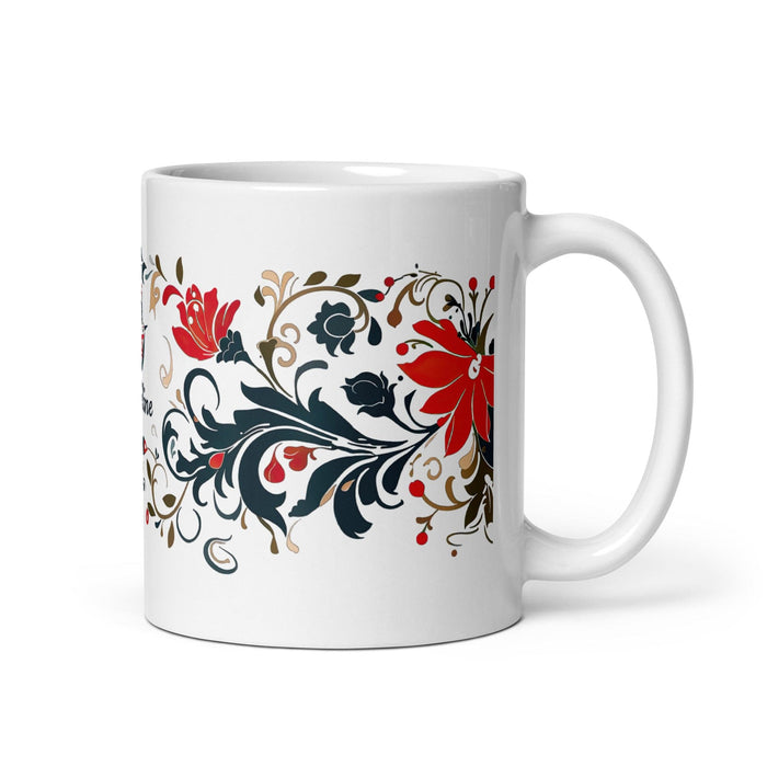 Caroline Exclusive Name Art Piece Home Office Work Coffee Mug Mexican Spanish Pride Gift Cup One-Of-A-Kind Calligraphy White Glossy Mug | C2 Mexicada 11 oz