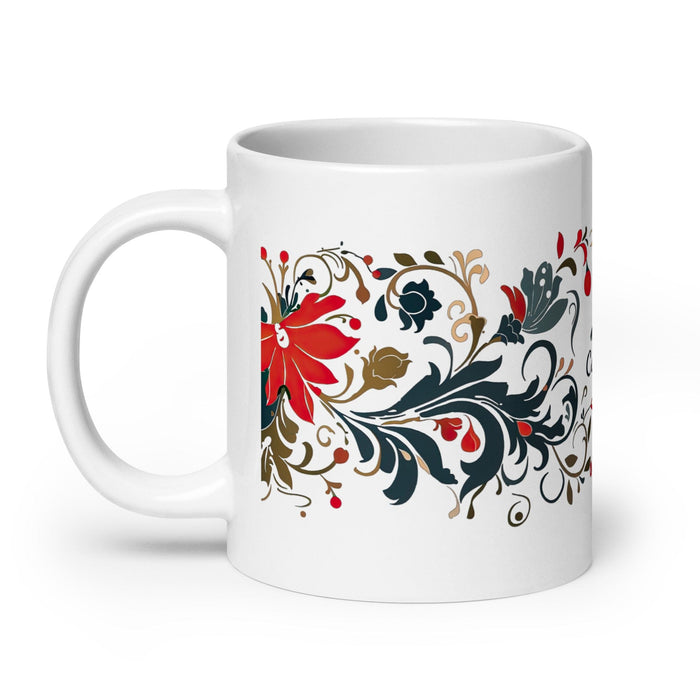 Caroline Exclusive Name Art Piece Home Office Work Coffee Mug Mexican Spanish Pride Gift Cup One-Of-A-Kind Calligraphy White Glossy Mug | C2 Mexicada