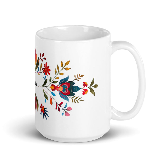 Caroline Exclusive Name Art Piece Home Office Work Coffee Mug Mexican Spanish Pride Gift Cup One-Of-A-Kind Calligraphy White Glossy Mug | C21 Mexicada 15 oz