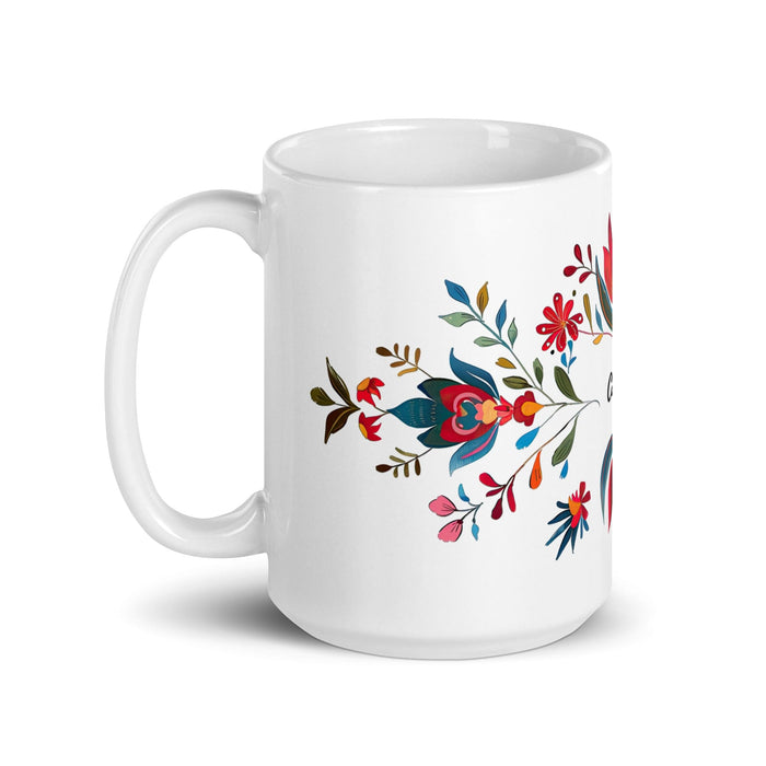 Caroline Exclusive Name Art Piece Home Office Work Coffee Mug Mexican Spanish Pride Gift Cup One-Of-A-Kind Calligraphy White Glossy Mug | C21 Mexicada