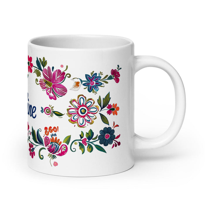 Caroline Exclusive Name Art Piece Home Office Work Coffee Mug Mexican Spanish Pride Gift Cup One-Of-A-Kind Calligraphy White Glossy Mug | C22 Mexicada 20 oz