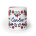 Caroline Exclusive Name Art Piece Home Office Work Coffee Mug Mexican Spanish Pride Gift Cup One-Of-A-Kind Calligraphy White Glossy Mug | C22 Mexicada