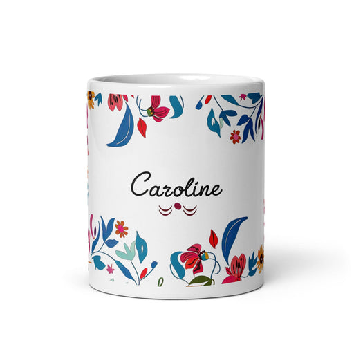 Caroline Exclusive Name Art Piece Home Office Work Coffee Mug Mexican Spanish Pride Gift Cup One-Of-A-Kind Calligraphy White Glossy Mug | C23 Mexicada