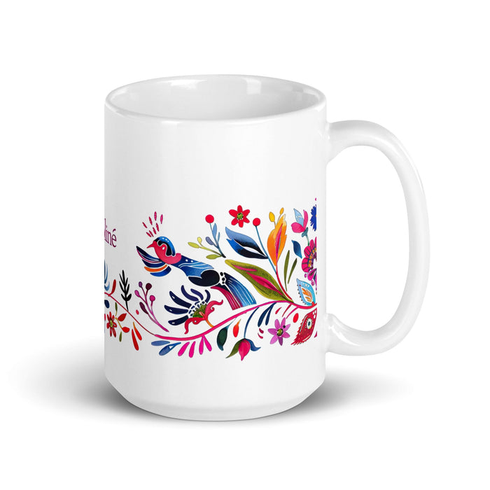 Caroline Exclusive Name Art Piece Home Office Work Coffee Mug Mexican Spanish Pride Gift Cup One-Of-A-Kind Calligraphy White Glossy Mug | C24 Mexicada 15 oz