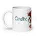 Caroline Exclusive Name Art Piece Home Office Work Coffee Mug Mexican Spanish Pride Gift Cup One-Of-A-Kind Calligraphy White Glossy Mug | C4 Mexicada