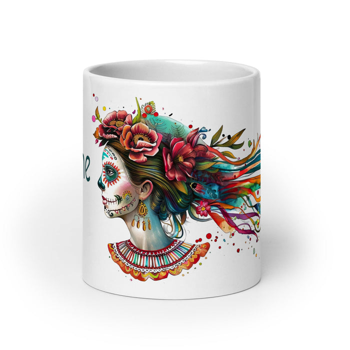 Caroline Exclusive Name Art Piece Home Office Work Coffee Mug Mexican Spanish Pride Gift Cup One-Of-A-Kind Calligraphy White Glossy Mug | C4 Mexicada