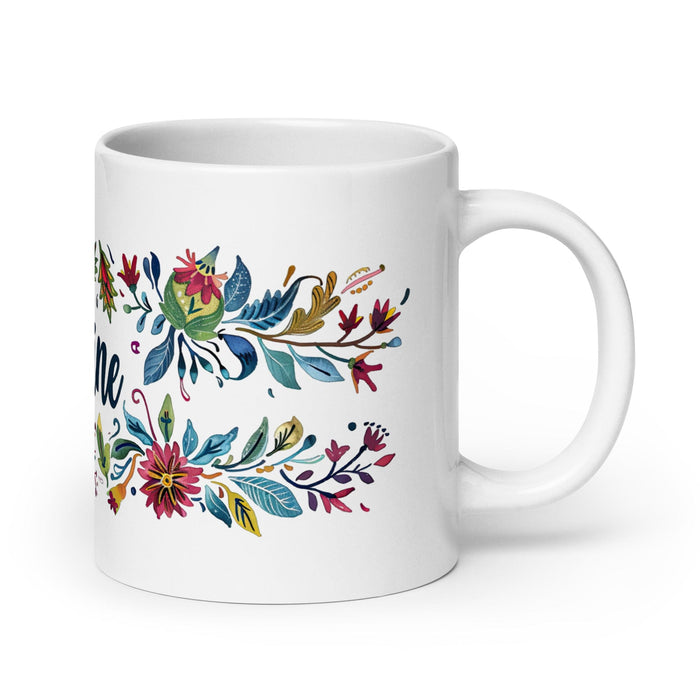 Caroline Exclusive Name Art Piece Home Office Work Coffee Mug Mexican Spanish Pride Gift Cup One-Of-A-Kind Calligraphy White Glossy Mug | C5 Mexicada 20 oz