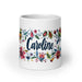 Caroline Exclusive Name Art Piece Home Office Work Coffee Mug Mexican Spanish Pride Gift Cup One-Of-A-Kind Calligraphy White Glossy Mug | C5 Mexicada