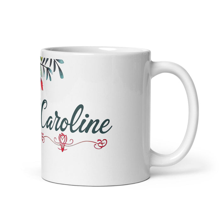 Caroline Exclusive Name Art Piece Home Office Work Coffee Mug Mexican Spanish Pride Gift Cup One-Of-A-Kind Calligraphy White Glossy Mug | C6 Mexicada 11 oz