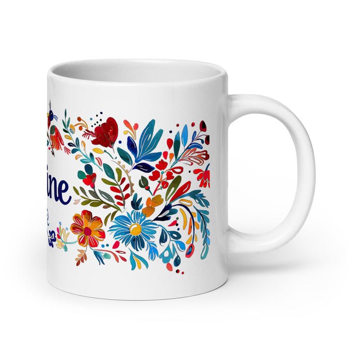 Caroline Exclusive Name Art Piece Home Office Work Coffee Mug Mexican Spanish Pride Gift Cup One-Of-A-Kind Calligraphy White Glossy Mug | C9 Mexicada 20 oz