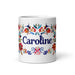 Caroline Exclusive Name Art Piece Home Office Work Coffee Mug Mexican Spanish Pride Gift Cup One-Of-A-Kind Calligraphy White Glossy Mug | C9 Mexicada