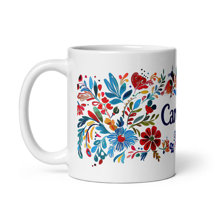 Caroline Exclusive Name Art Piece Home Office Work Coffee Mug Mexican Spanish Pride Gift Cup One-Of-A-Kind Calligraphy White Glossy Mug | C9 Mexicada