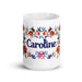 Caroline Exclusive Name Art Piece Home Office Work Coffee Mug Mexican Spanish Pride Gift Cup One-Of-A-Kind Calligraphy White Glossy Mug | C9 Mexicada