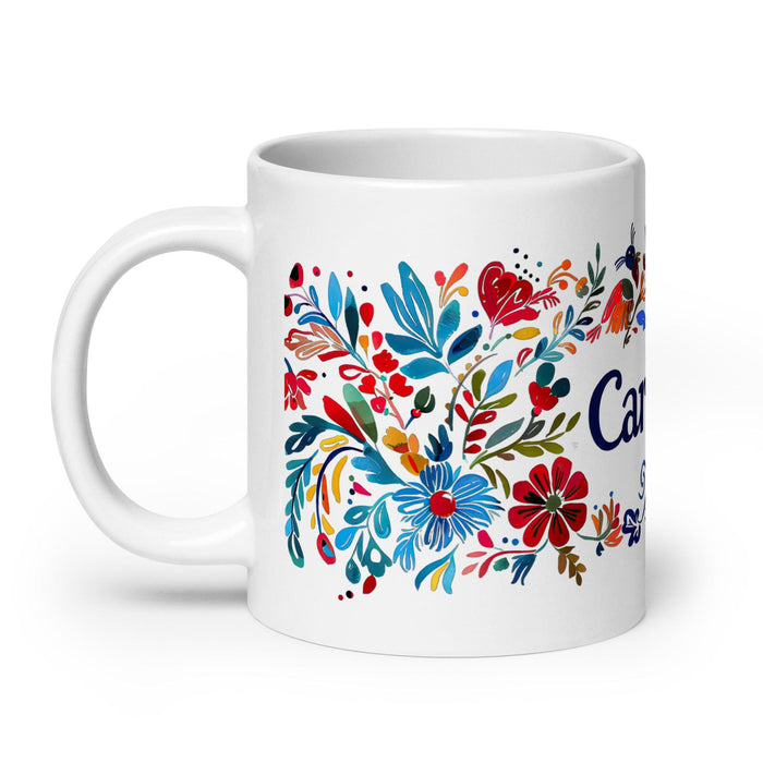 Caroline Exclusive Name Art Piece Home Office Work Coffee Mug Mexican Spanish Pride Gift Cup One-Of-A-Kind Calligraphy White Glossy Mug | C9 Mexicada