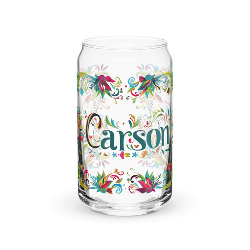 Carson Exclusive Name Art Piece Can-Shaped Glass Home Office Work Mexican Spanish Pride Gift Cup One-Of-A-Kind Calligraphy Glass | C4 Mexicada 16 oz (No Lid No Straw)