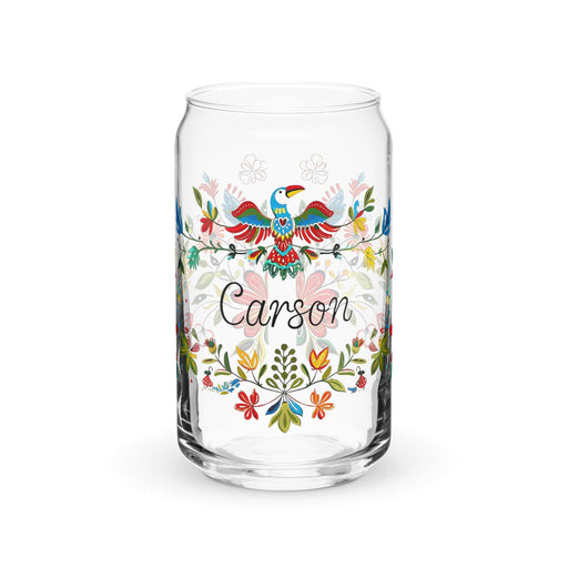 Carson Exclusive Name Art Piece Can-Shaped Glass Home Office Work Mexican Spanish Pride Gift Cup One-Of-A-Kind Calligraphy Glass | C5 Mexicada 16 oz