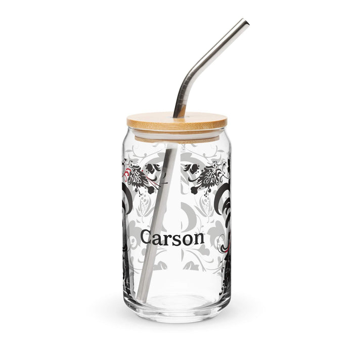 Carson Exclusive Name Art Piece Can-Shaped Glass Home Office Work Mexican Spanish Pride Gift Cup One-Of-A-Kind Calligraphy Glass | C6 Mexicada 16 oz With Lid & Straw