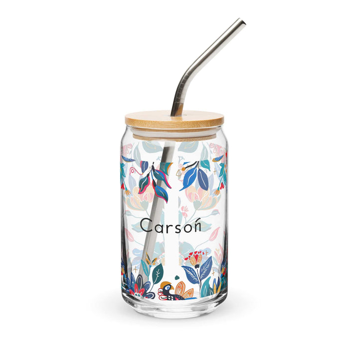 Carson Exclusive Name Art Piece Can-Shaped Glass Home Office Work Mexican Spanish Pride Gift Cup One-Of-A-Kind Calligraphy Glass | C7 Mexicada 16 oz With Lid & Straw