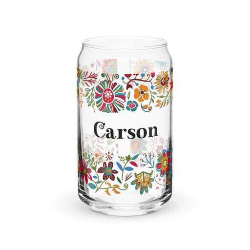 Carson Exclusive Name Art Piece Can-Shaped Glass Home Office Work Mexican Spanish Pride Gift Cup One-Of-A-Kind Calligraphy Glass | C8 Mexicada 16 oz