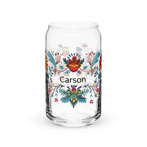 Carson Exclusive Name Art Piece Can-Shaped Glass Home Office Work Mexican Spanish Pride Gift Cup One-Of-A-Kind Calligraphy Glass | C9 Mexicada 16 oz