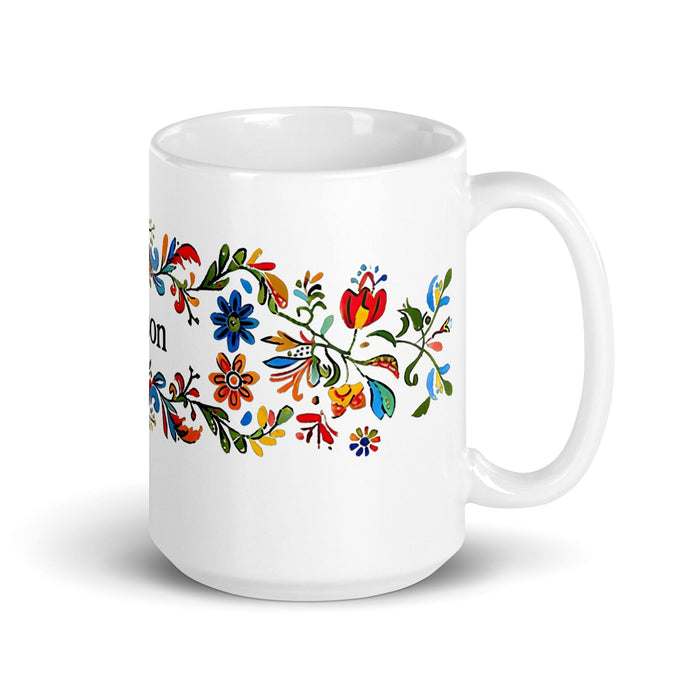 Carson Exclusive Name Art Piece Home Office Work Coffee Mug Mexican Spanish Pride Gift Cup One-Of-A-Kind Calligraphy White Glossy Mug | C1 Mexicada 15 oz