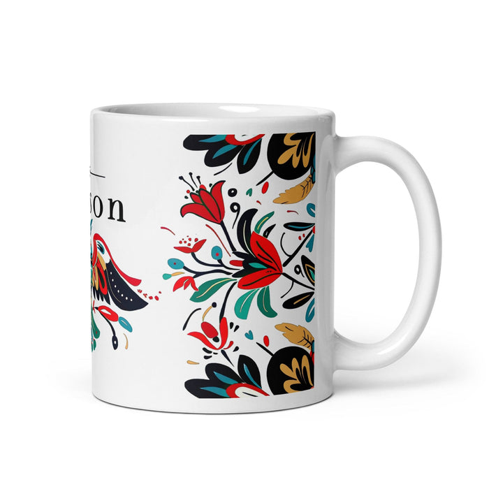 Carson Exclusive Name Art Piece Home Office Work Coffee Mug Mexican Spanish Pride Gift Cup One-Of-A-Kind Calligraphy White Glossy Mug | C3 Mexicada 11 oz